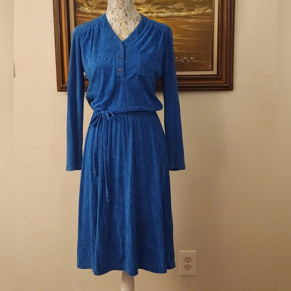 Vintage Blue Long-Sleeve Dress by Trolley Car - Picture 11 of 16